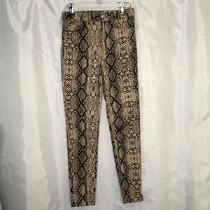 Zara Woman Black/Cream Snake Print Slim Pants Size 6